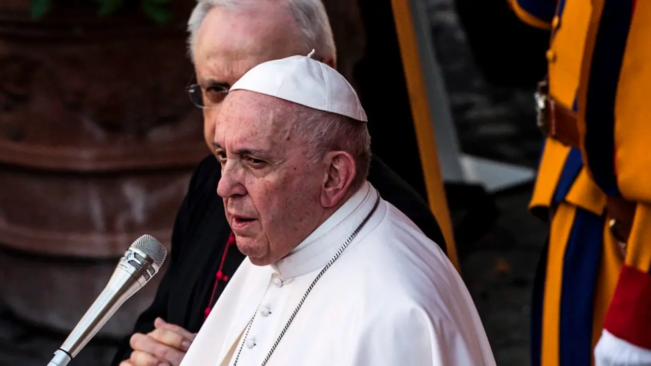Pope Francis addressing the faithful during his weekly general audience in the San Damaso Courtyard, Vatican City, 16 June 2021. (Papa, Italia) EFE/EPA/ANGELO CARCONI
