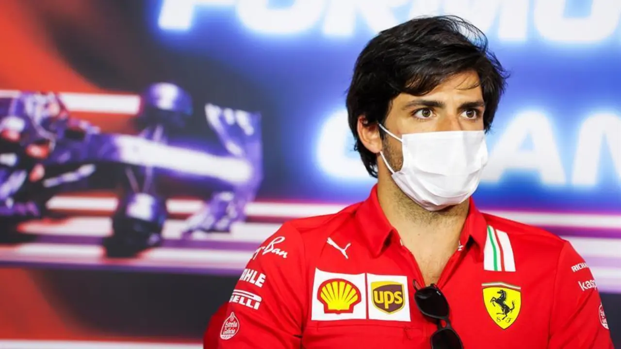 El piloto espa&ntilde;ol Carlos Sainz, de la Scuderia Ferrari, durante la rueda de prensa del Gran Premio de Francia 2021 de F&oacute;rmula Uno en el Circuito Paul Ricard de Le Castellet, Francia, el 17 de junio de 2021. (F&oacute;rmula Uno, Francia) EFE/EPA/Antonin Vincent / POOL