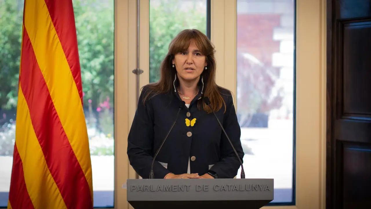 La presidenta del Parlament, Laura Borr&agrave;s en rueda de prensa para proponer al vicepresidente del Govern en funciones, Pere Aragon&egrave;s (ERC), como candidato a ser investido presidente de la Generalitat, en el Parlament, a 19 de mayo de 2021, en Barcelona, Ca