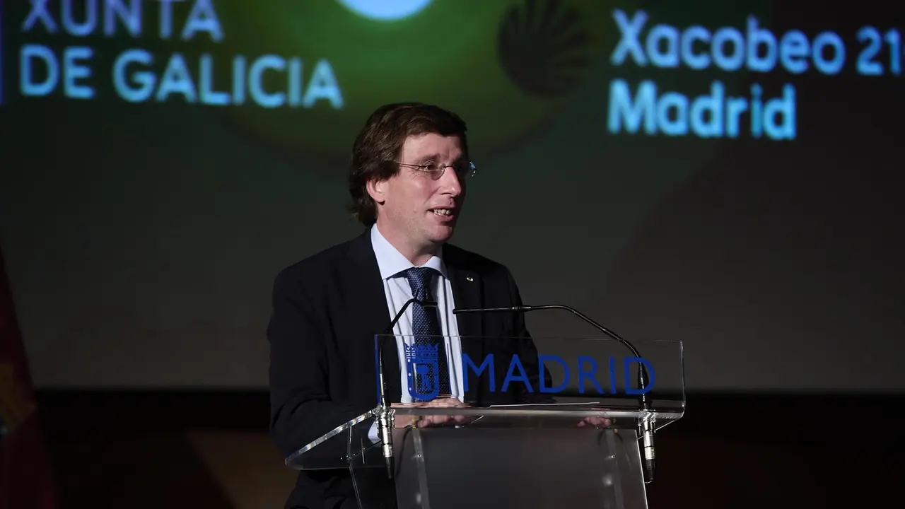 El alcalde de Madrid, Jos&eacute; Luis Mart&iacute;nez-Almeida, interviene en la presentaci&oacute;n de la Semana Xacobeo 21