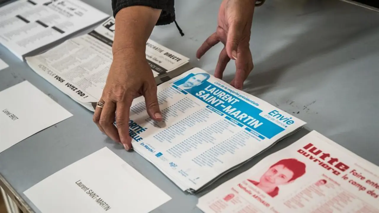 Un interventor ordena las papeletas en un colegio electoral durante la primera vuelta de las Elecciones Regionales de 2021 en Par&iacute;s, Francia, el 20 de junio de 2021. Las elecciones regionales francesas tendr&aacute;n lugar los d&iacute;as 20 y 27 de junio de 2021. (Elecciones, Francia) EFE/EPA/CHRISTOPHE PETIT TESSON
