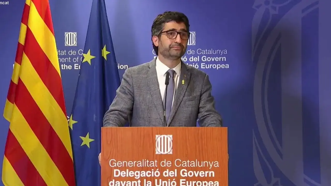 El vicepresidente de la Generalitat y conseller de Pol&iacute;ticas Digitales y Territorio, Jordi Puigner&oacute;, en rueda de prensa.
