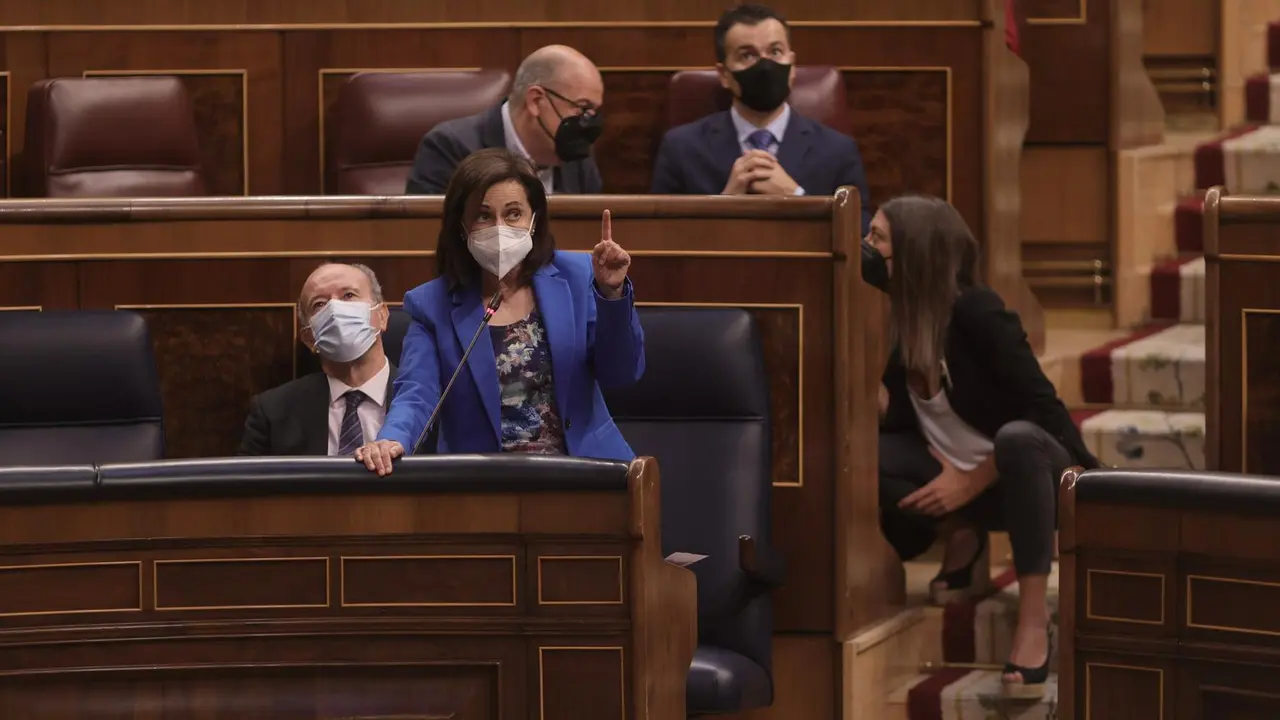 La ministra de Defensa, Margarita Robles, interviene en una sesi&oacute;n de control al Gobierno