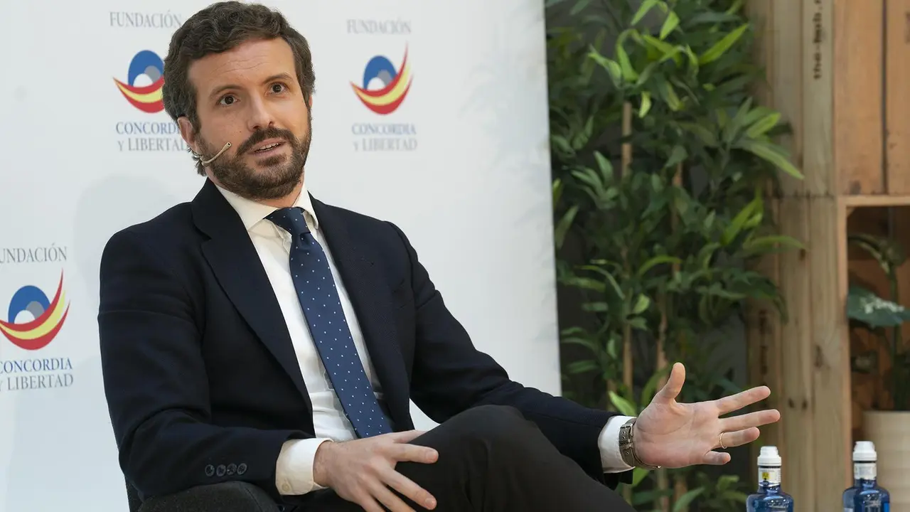 Archivo - El presidente del PP, Pablo Casado, interviene en la clausura de las Jornadas #RetoDemogr&aacute;fico que organiza la Fundaci&oacute;n Concordia y Libertad, a 17 de mayo de 2021, en Impact Hub Gobernador, en Madrid (Espa&ntilde;a).