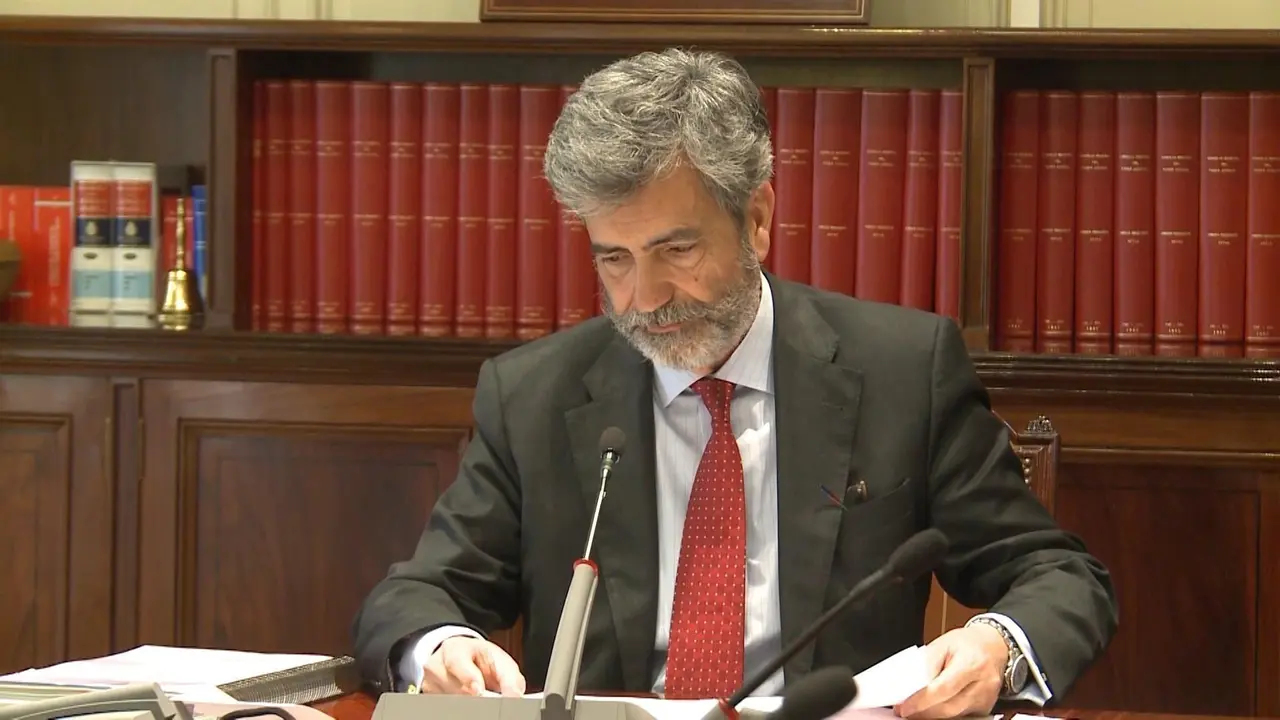 Archivo - Reuni&oacute;n del Consejo General del Poder Judicial presidido por Carlos Lesmes con la presencia del ministro de Justicia Rafael Catal&aacute;