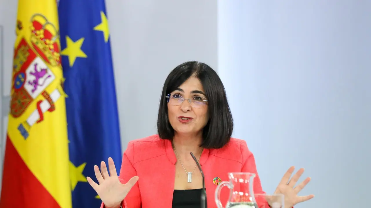 La ministra de Sanidad, Carolina Darias, comparece en rueda de prensa posterior al Consejo de Ministros extraordinario en Moncloa, a 24 de junio de 2021, en Madrid (Espa&ntilde;a). 