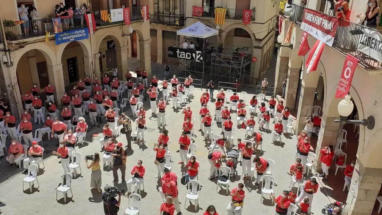 Imagen de pilares de 'castells' en Valls (Tarragona)