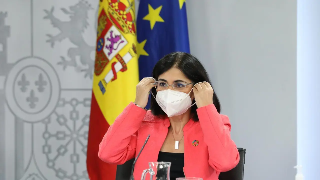 La ministra de Sanidad, Carolina Darias, comparece en rueda de prensa posterior al Consejo de Ministros extraordinario en Moncloa, a 24 de junio de 2021, en Madrid (Espa&ntilde;a).