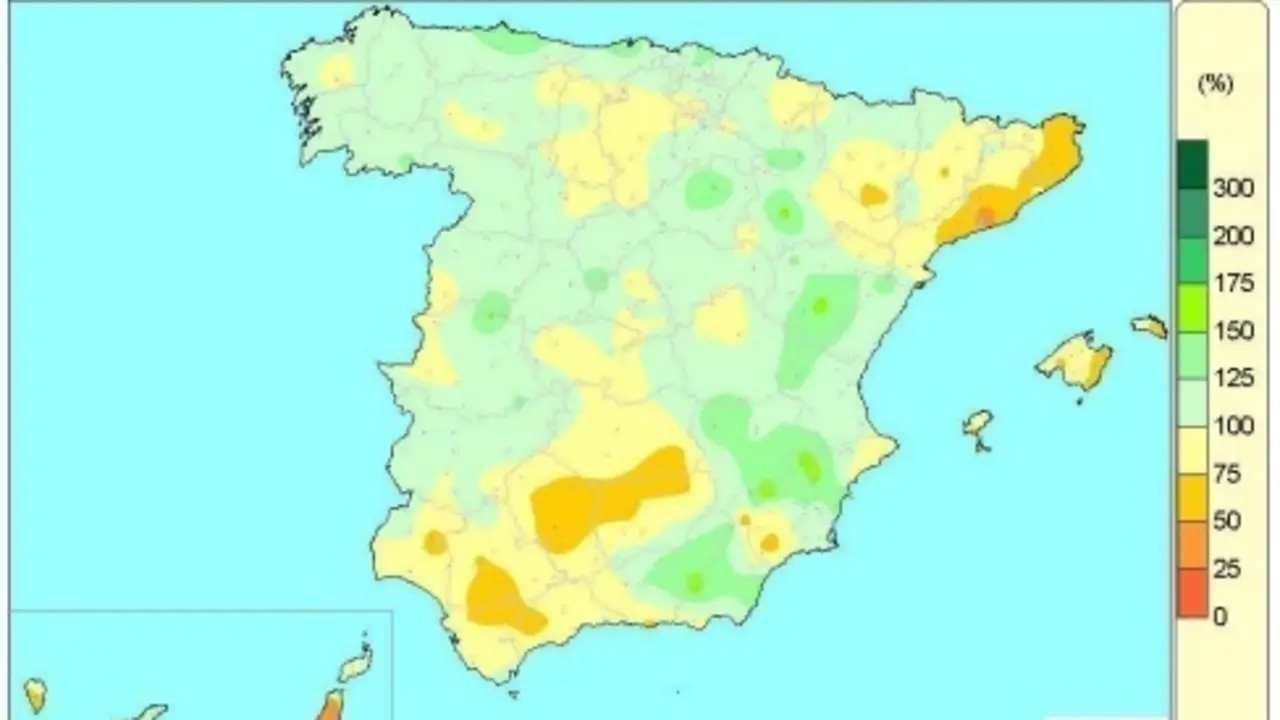 Mapa de precipitaciones recogidas en Espa&ntilde;a del 1 de octubre de 2020 hasta el 22 de junio de 2021.