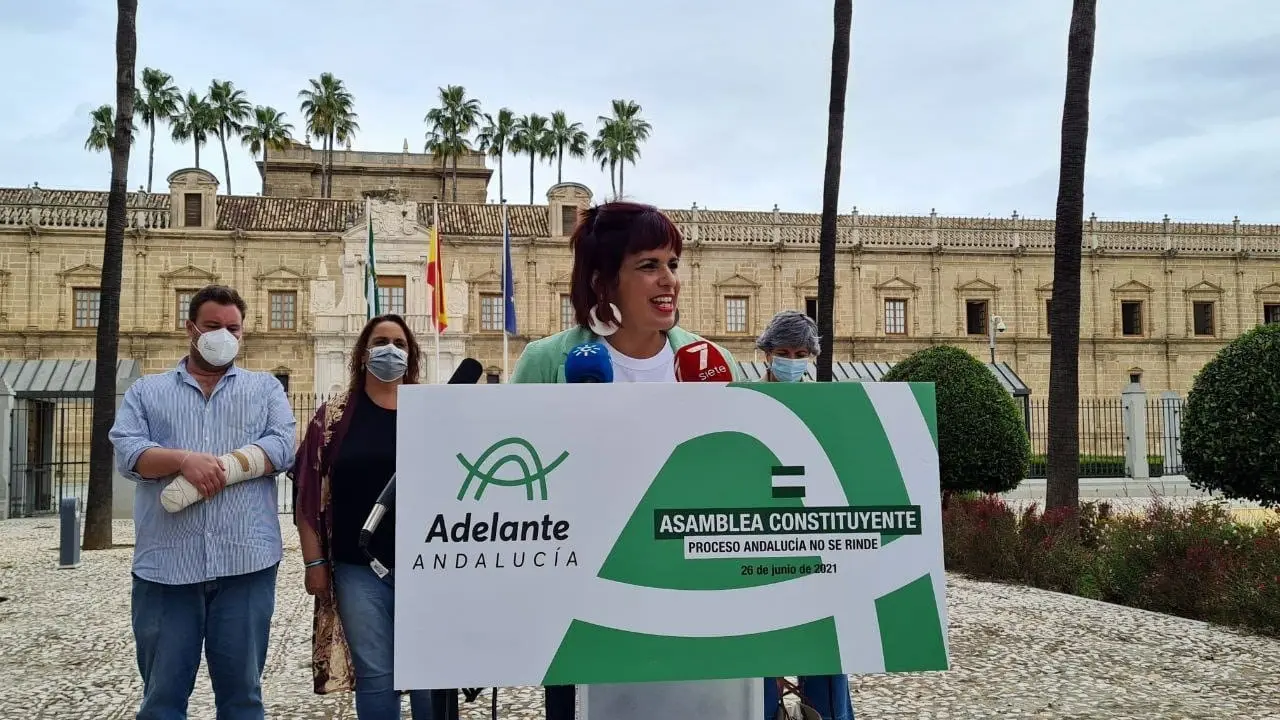 Archivo - La parlamentaria andaluza Teresa Rodr&iacute;guez anuncia la asamblea de refundaci&oacute;n de Adelante Andaluc&iacute;a.