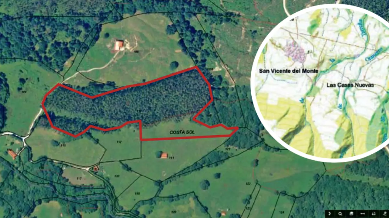 Ortofoto y plano de situaci&oacute;n de la finca objeto del litigio. / ALERTA