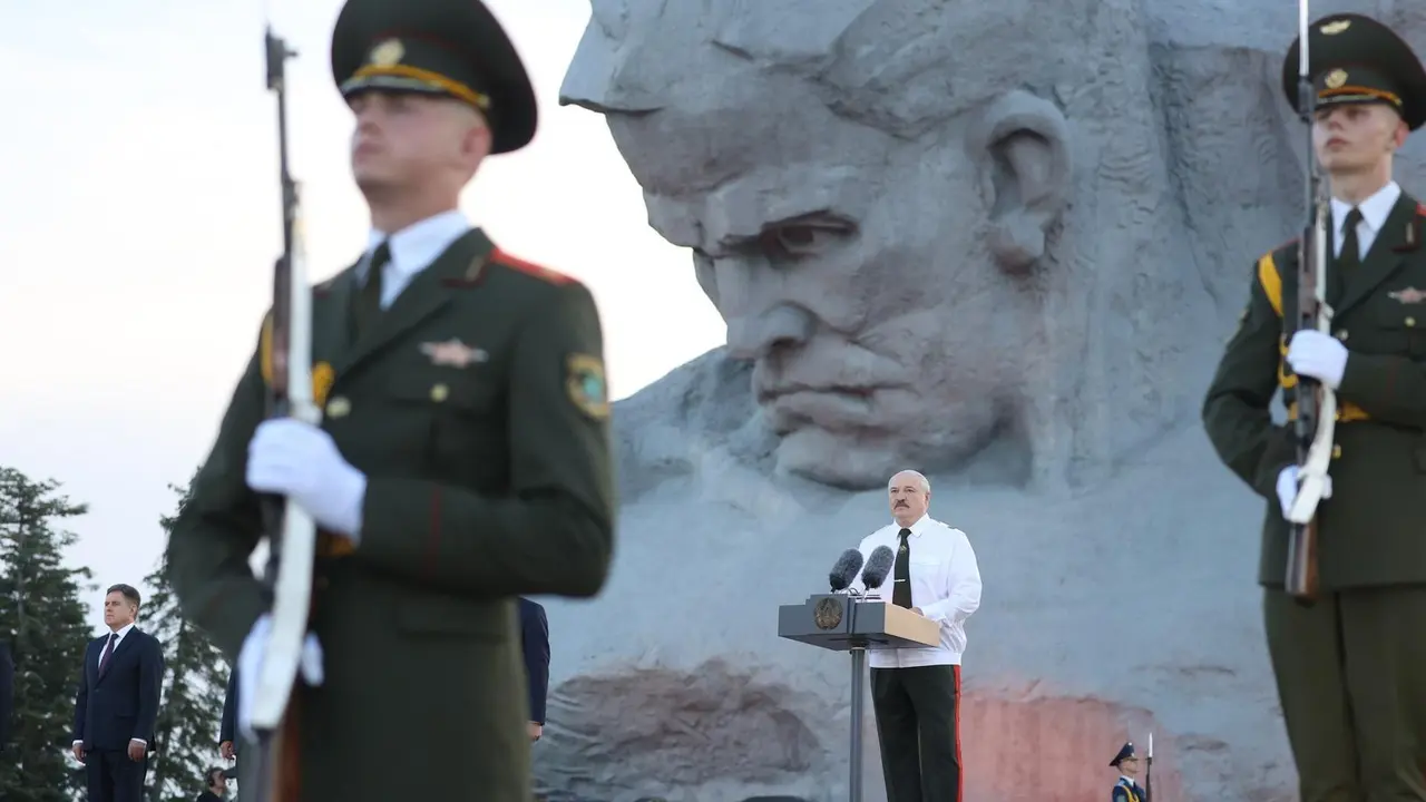 Alexander Lukashenko, presidente de Bielorrusia, durante un acto p&uacute;blico