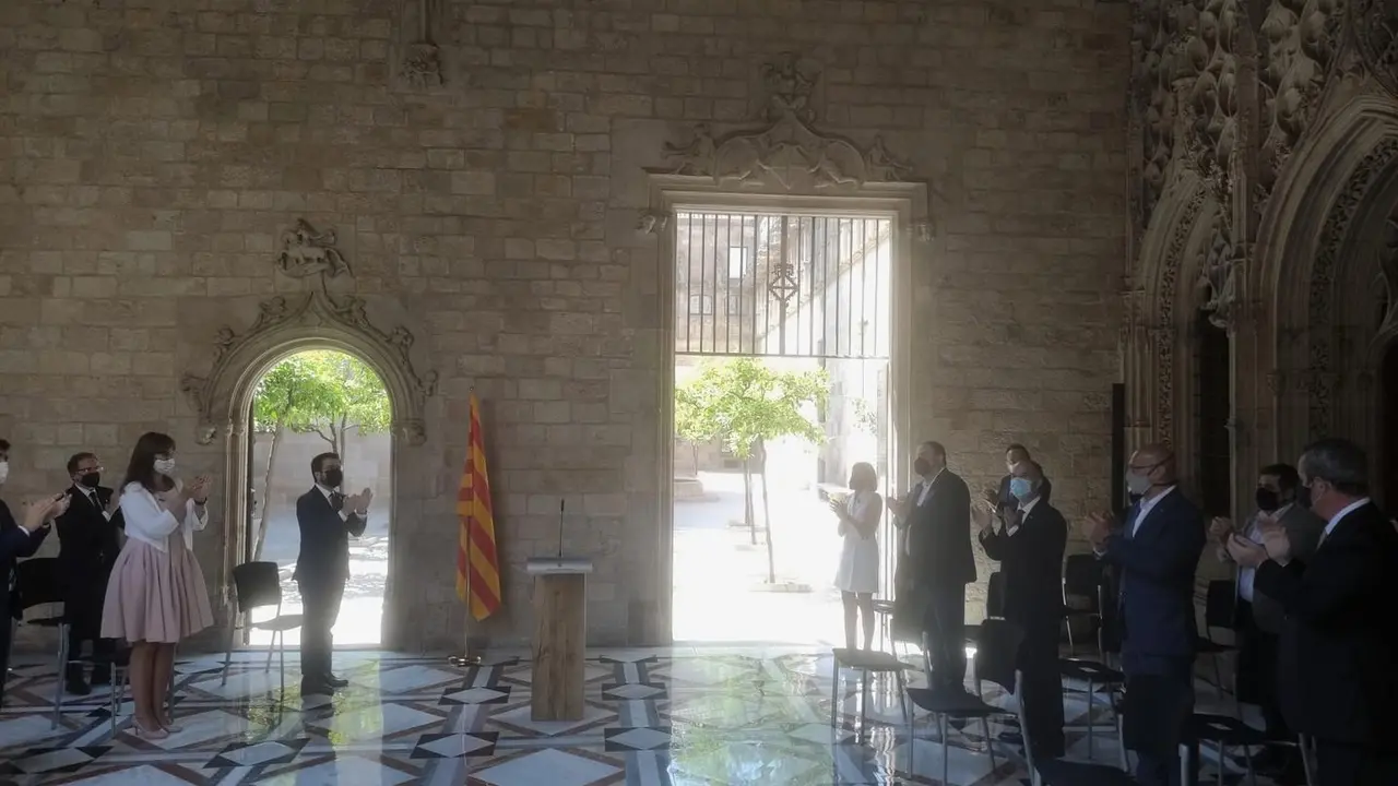 El Govern ha recibido este lunes a los indultados del 1-O en el Palau de la Generalitat