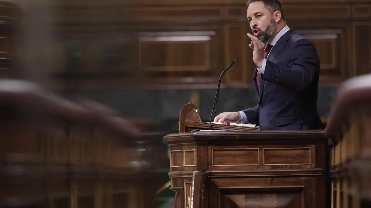 El l&iacute;der de Vox, Santiago Abascal, en el Pleno del Congreso