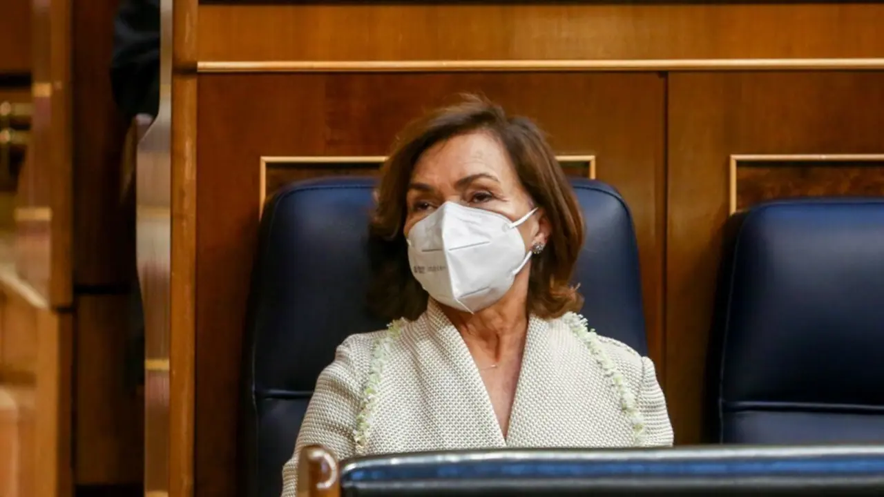 La vicepresidenta primera y ministra de la Presidencia, Relaciones con las Cortes y Memoria Democr&aacute;tica, Carmen Calvo.