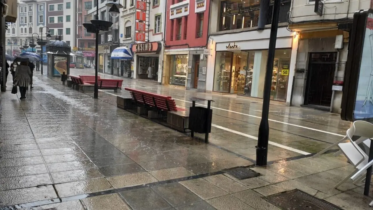 Calles de Oviedo bajo la lluvia