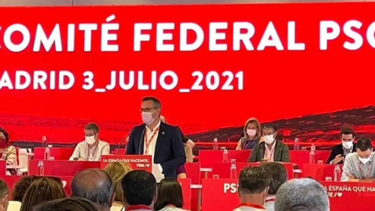 El secretario general del PSRM, Diego Conesa, en el Comit&eacute; Federal del PSOE