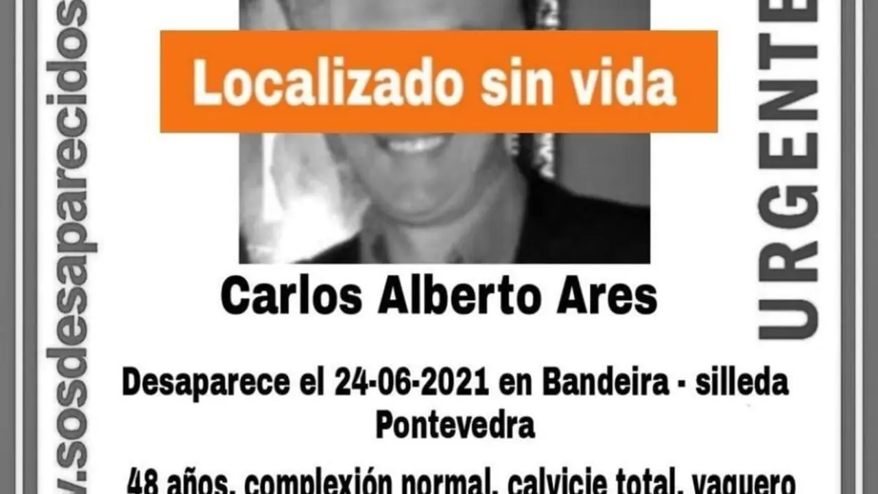 Desactivada la b&uacute;squeda de Carlos Alberto Ares tras ser hallado sin vida en Silleda (Pontevedra)