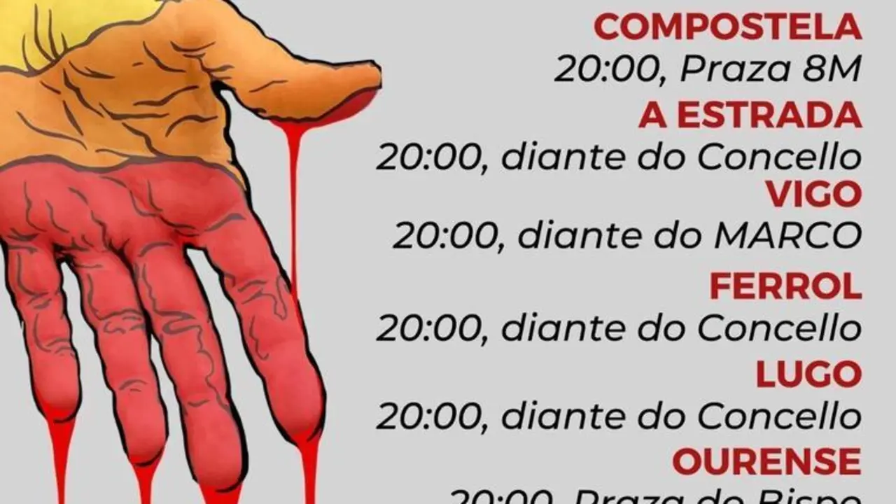 Cartel de las manifestaciones convocadas para el lunes 5 de junio en repulsa de la muerte de un joven de 24 a&ntilde;os a causa de una paliza en A Coru&ntilde;a.