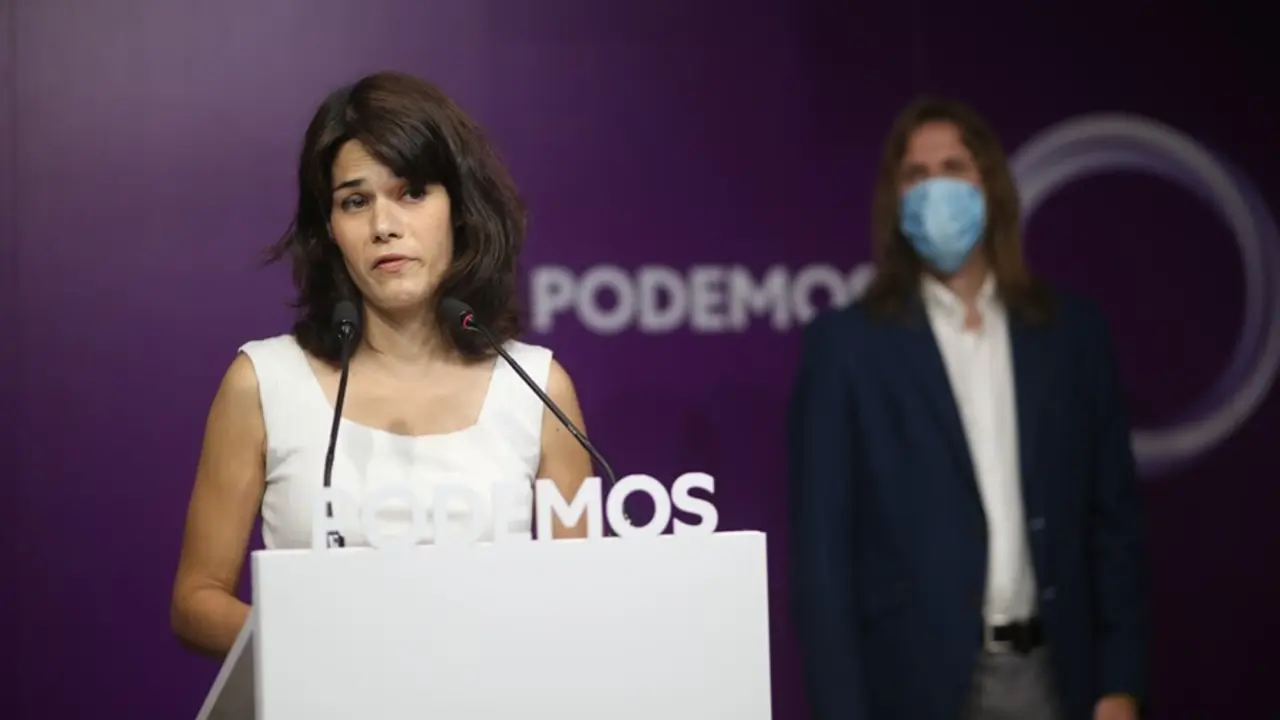 La exportavoz de Podemos en la Asamblea de Madrid Isa Serra interviene en una rueda de prensa tras conocer que el Supremo ratifica su condena a 19 meses de c&aacute;rcel, a 5 de julio de 2021, en Madrid, (Espa&ntilde;a). 