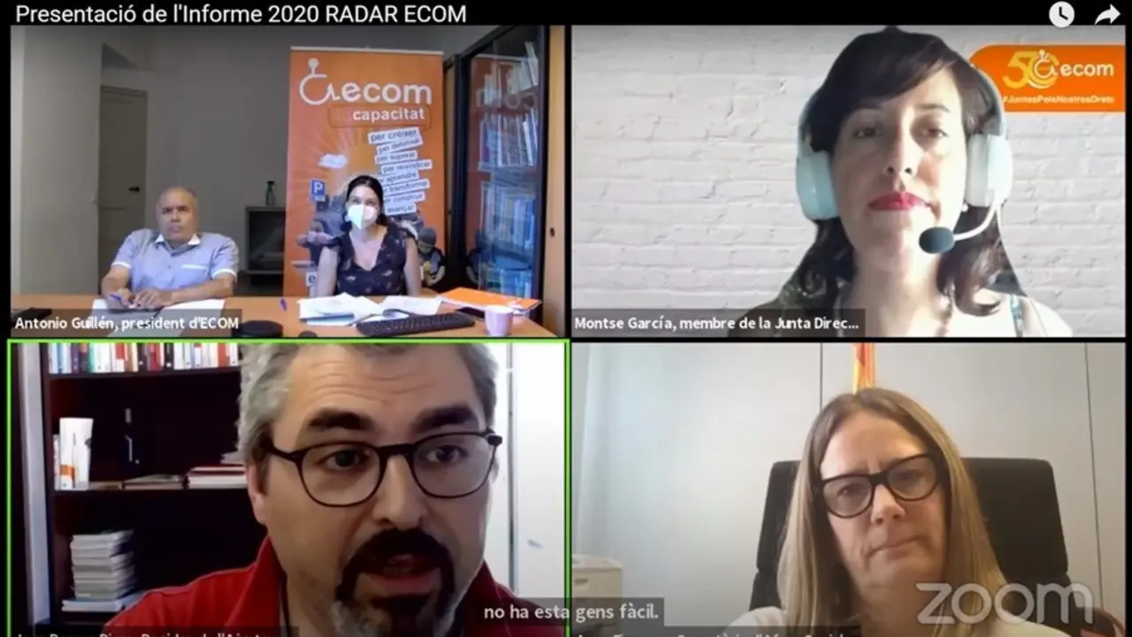 Presentaci&oacute;n telem&aacute;tica del informe 'Radar ECOM. Vulneraciones de Derechos y Discapacidad F&iacute;sica u org&aacute;nica', este lunes 5 de julio de 2021.