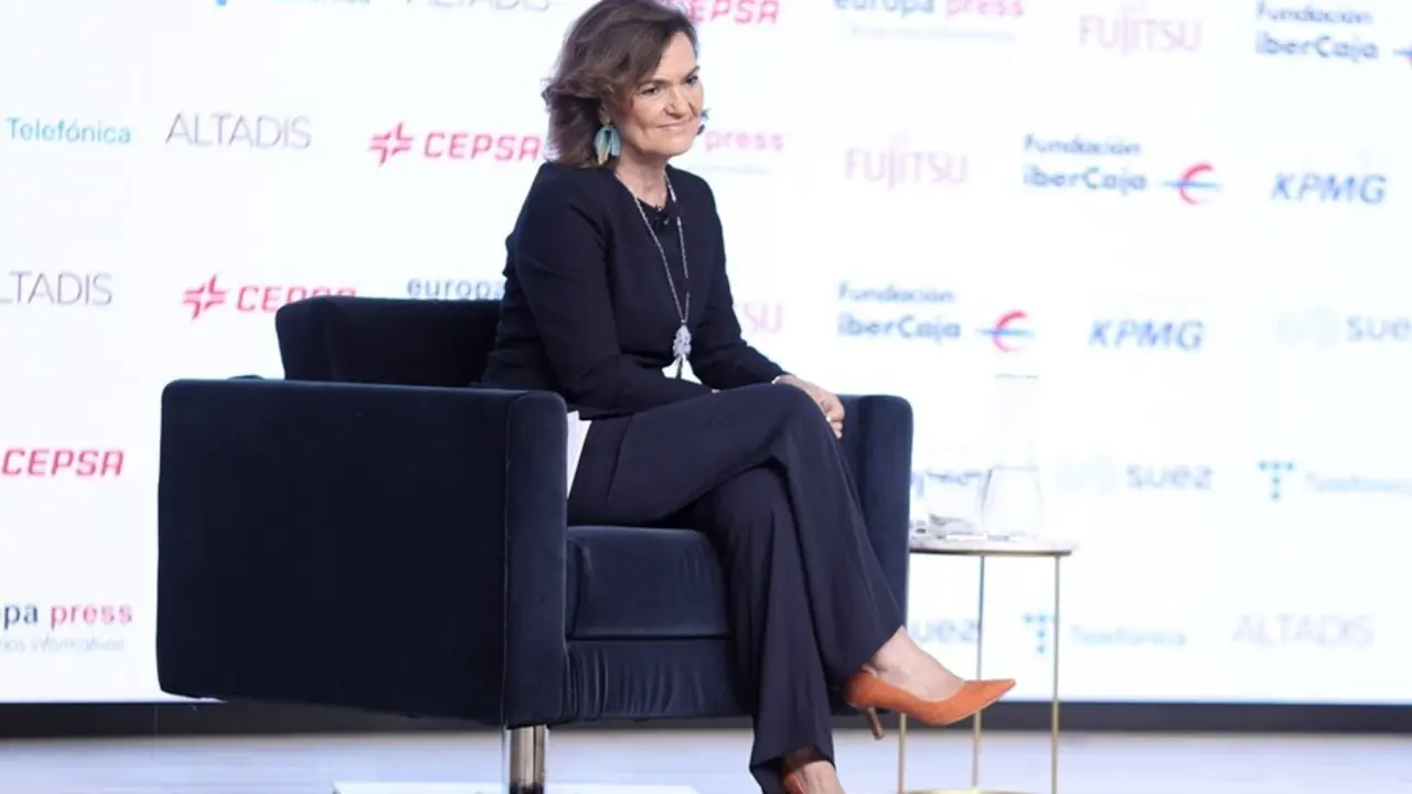 La vicepresidenta primera del Gobierno y ministra de la Presidencia, Relaciones con las Cortes y Memoria Democr&aacute;tica, Carmen Calvo.