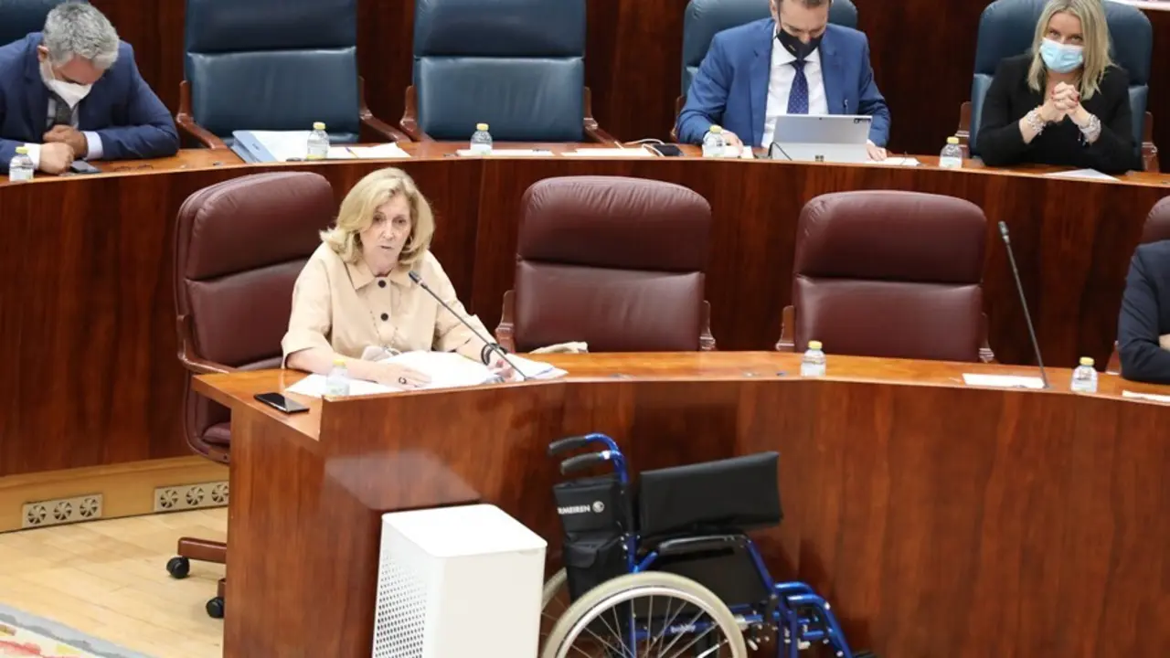 La consejera de Familia, Juventud y Pol&iacute;tica Social, Concepci&oacute;n Dancausa, interviene en una sesi&oacute;n de control al Gobierno de la Comunidad de Madrid en la Asamblea de Madrid, a 8 de julio de 2021