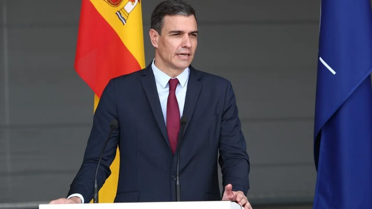 El presidente del Gobierno, Pedro S&aacute;nchez, durante su visita a Lituania