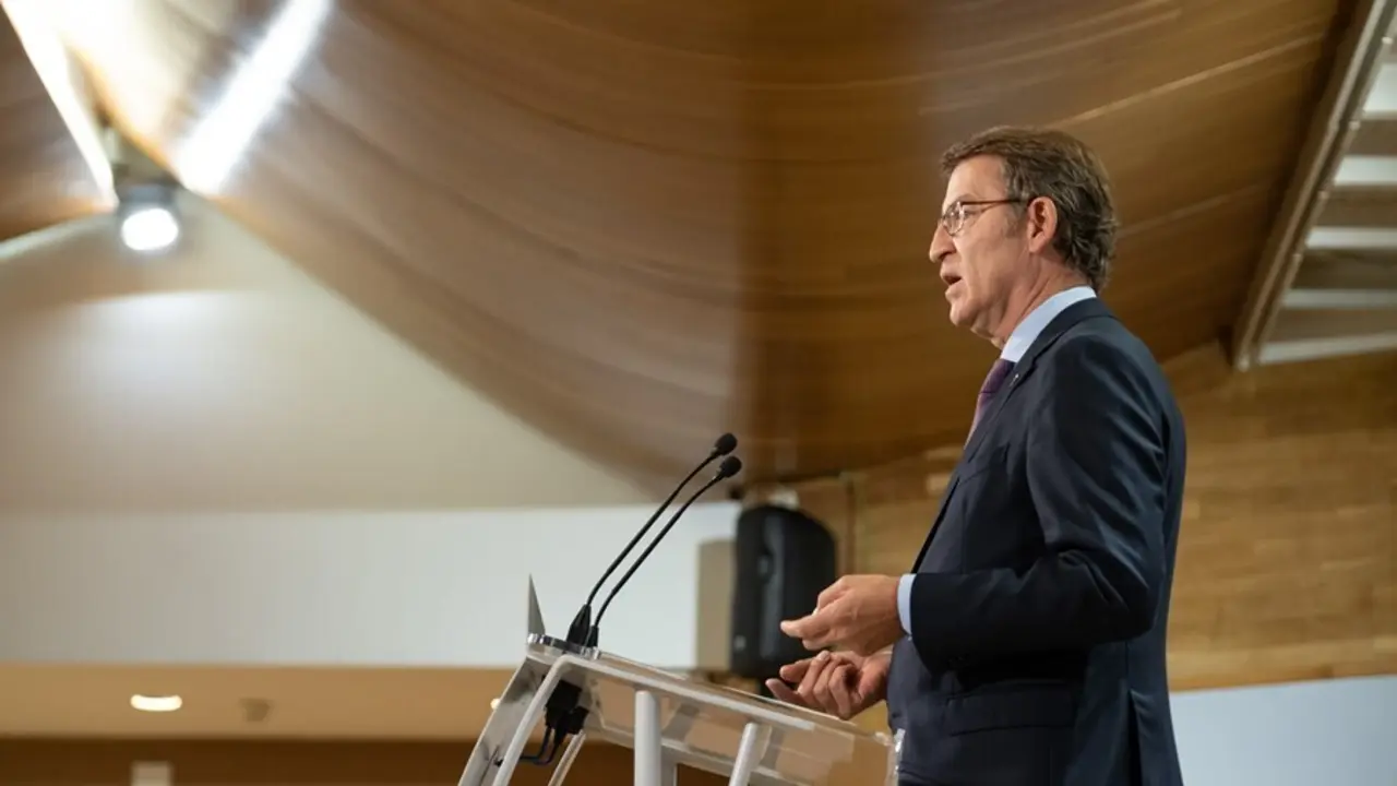 El presidente de la Xunta, Alberto N&uacute;&ntilde;ez Feij&oacute;o, en la rueda de prensa posterior al Consello.