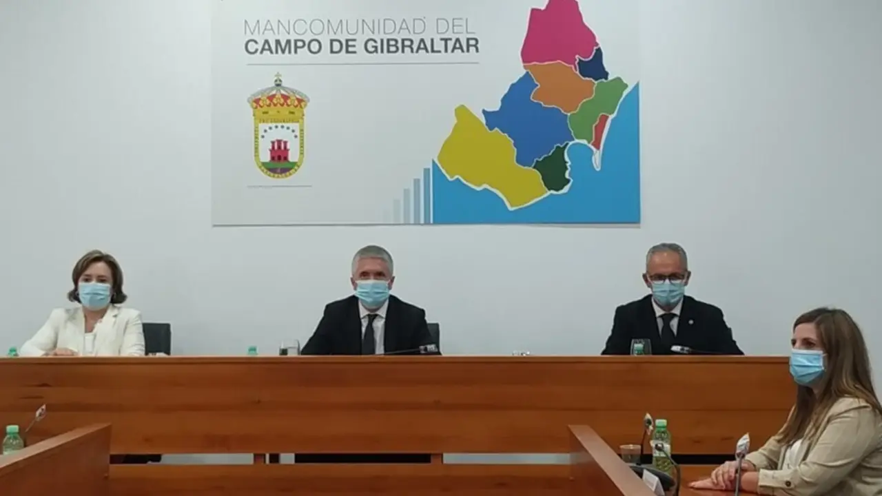 Archivo - Marlaska en la Mancomunidad de Municipios del Campo de Gibraltar cuando anunci&oacute; la pr&oacute;rroga del Plan Especial