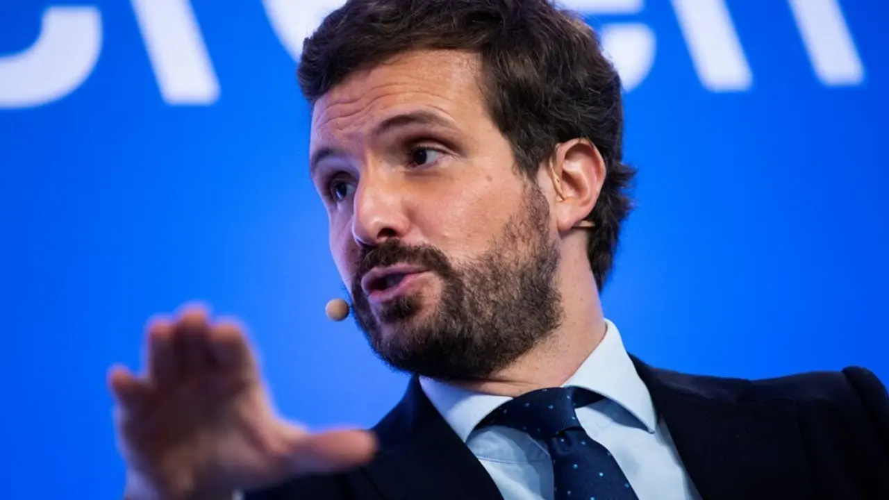El presidente del Partido Popular, Pablo Casado, clausura las jornadas &lsquo;Espa&ntilde;a, Europa y libertad&rsquo;, de los Cursos de Verano de la Universidad Complutense de Madrid, a 8 de julio de 2021, en San Lorenzo de El Escorial, Madrid, (Espa&ntilde;a). 