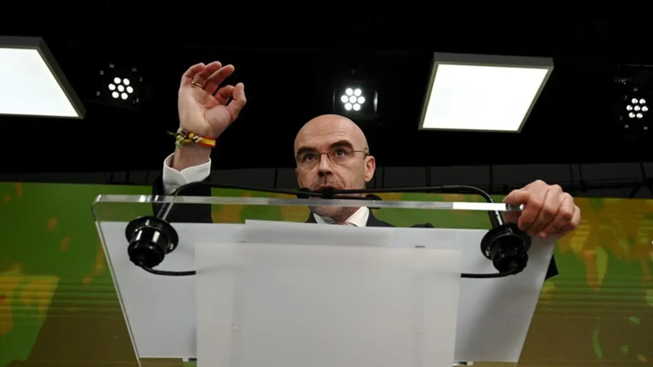 El eurodiputado y vicepresidente Primero de Acci&oacute;n Pol&iacute;tica de Vox, Jorge Buxad&eacute;, en una rueda de prensa.