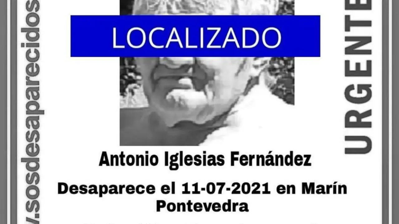 Alerta de desaparici&oacute;n de Antonio Iglesias Fern&aacute;ndez desactivada.