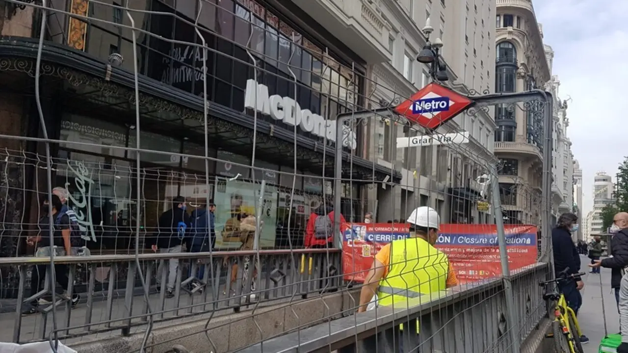 Archivo - Obras en la estaci&oacute;n de Metro de Gran V&iacute;a