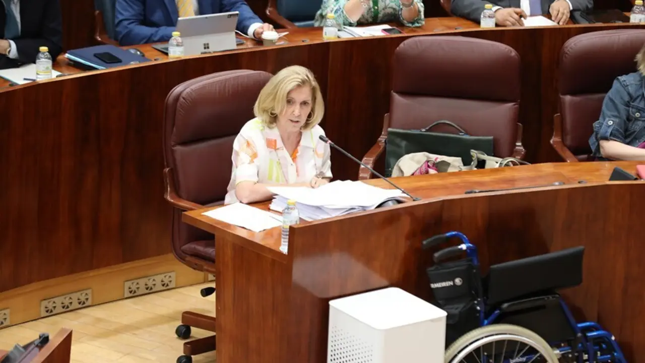 La consejera de Familia, Juventud y Pol&iacute;tica Social, Concepci&oacute;n Dancausa, durante una sesi&oacute;n plenaria en la Asamblea de Madrid, a 15 de julio de 2021, en Madrid (Espa&ntilde;a)