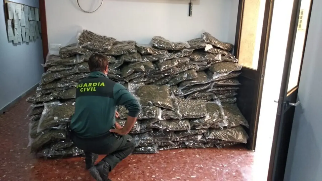 Archivo - Bolsas con cogollos de marihuana intervenidas en una  operaci&oacute;n de la Guardia Civil en una imagen de archivo