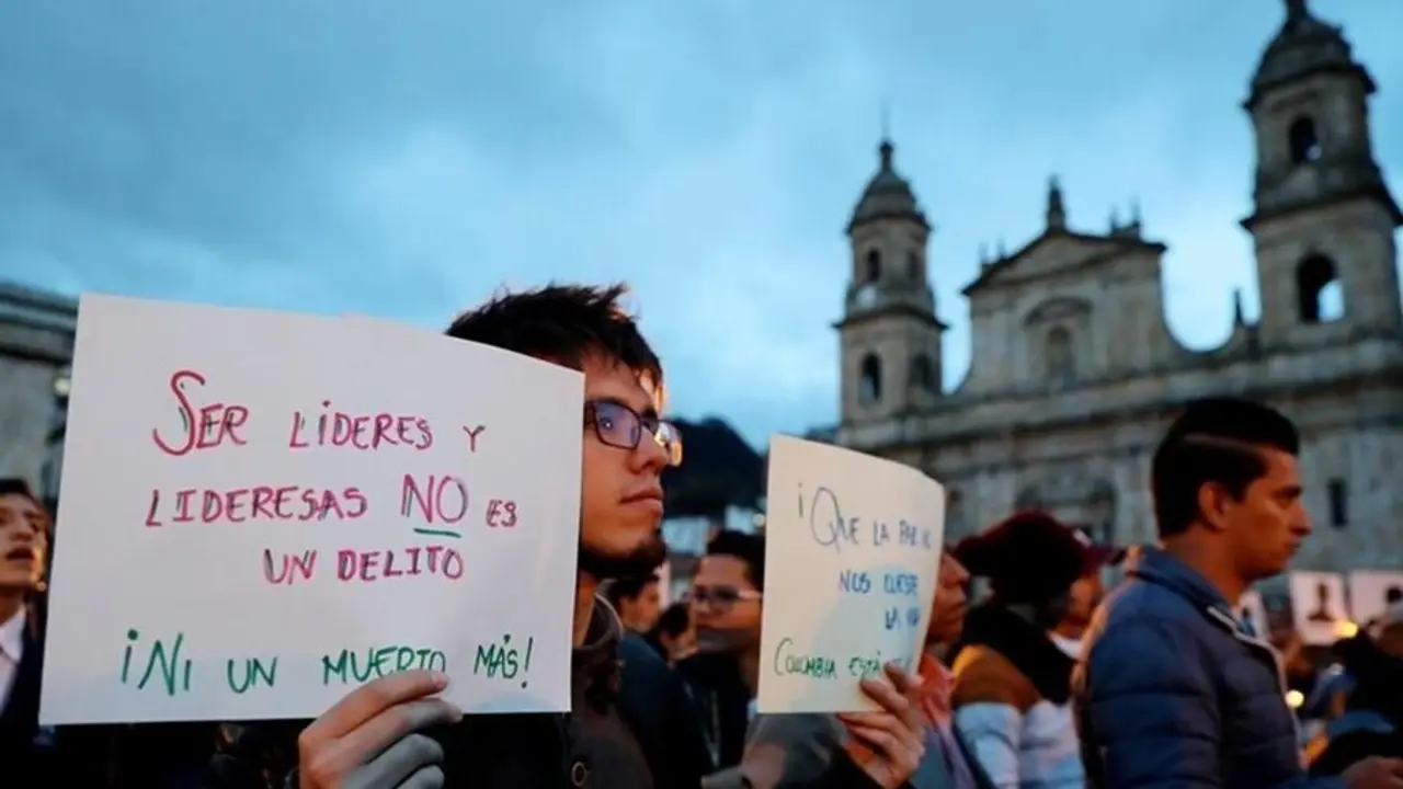 Archivo - Protesta por el asesinato de l&iacute;deres sociales en Colombia