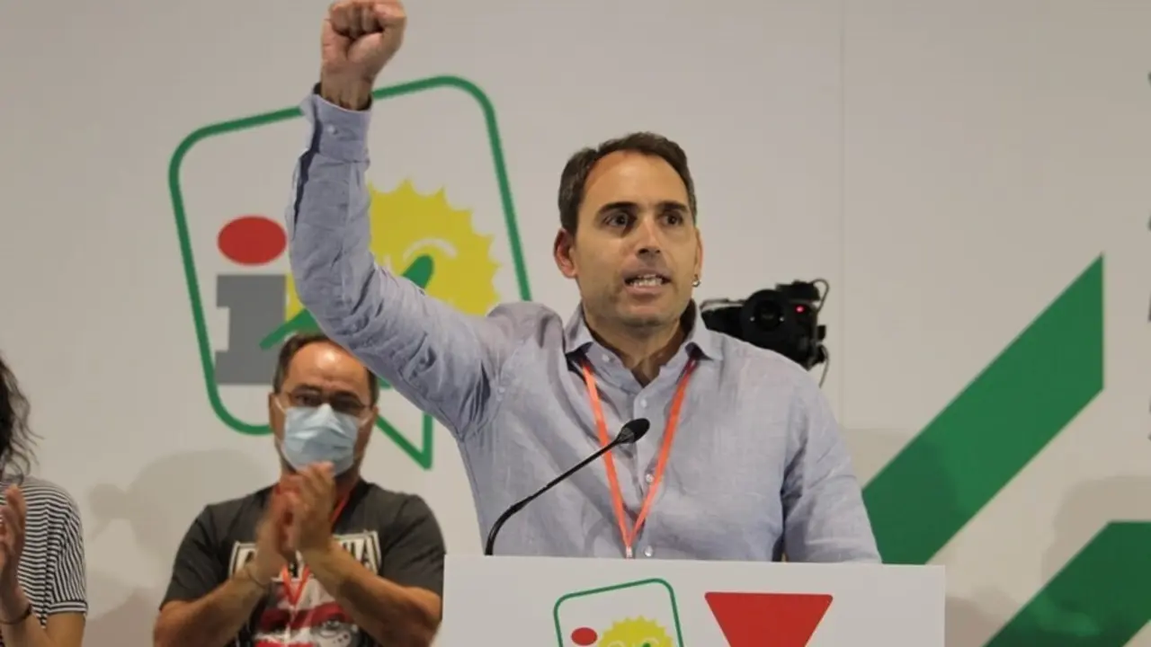 El coordinador general de IU Andaluc&iacute;a, Toni Valero, tras su reelecci&oacute;n en el cargo en la XXIII Asamblea Andaluza.