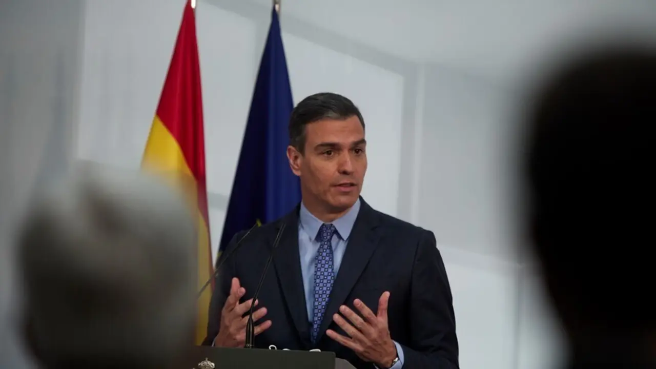 El presidente del Gobierno, Pedro S&aacute;nchez, interviene en la presentaci&oacute;n de la Carta de Derechos Digitales, en La Moncloa, a 14 de julio de 2021, en Madrid (Espa&ntilde;a)