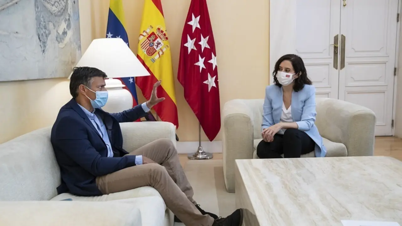 La presidenta de la Comunidad de Madrid, Isabel D&iacute;az Ayuso, se re&uacute;ne con el l&iacute;der opositor de Venezuela Leopoldo L&oacute;pez