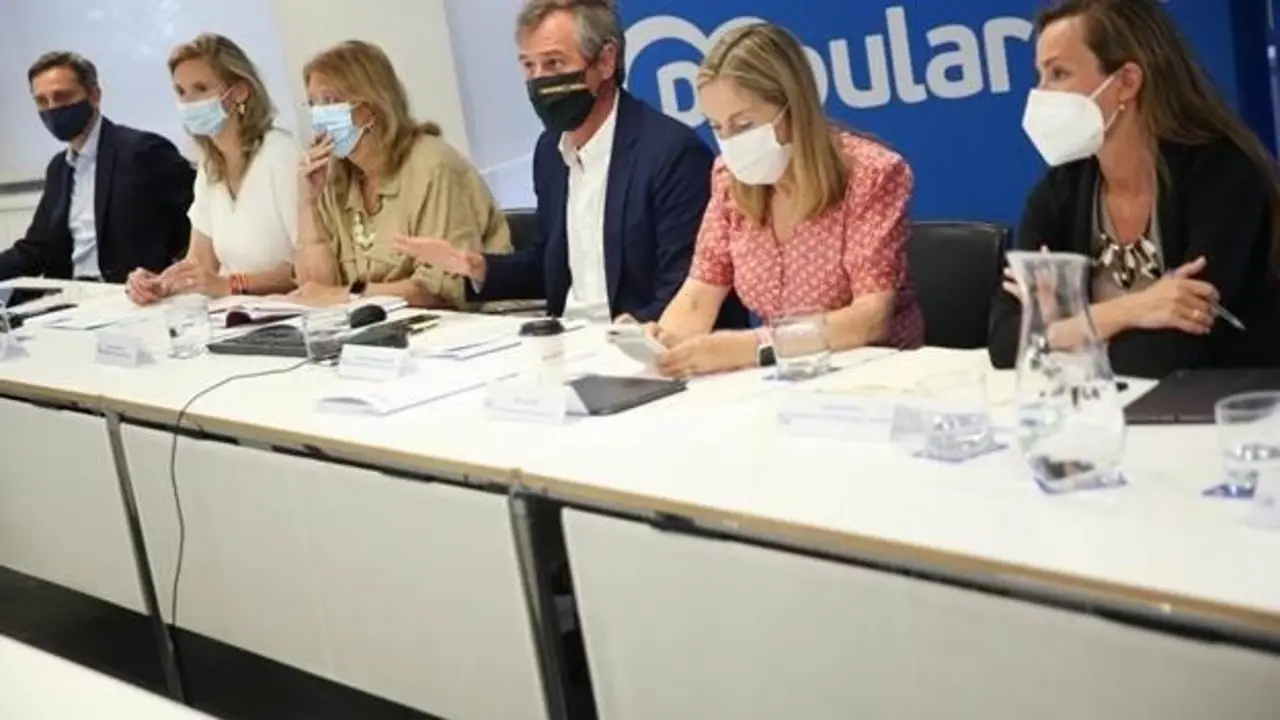 Los vicesecretarios del  PP, Ana Pastor, Elvira Rodr&iacute;guez y Antonio Gonz&aacute;lez Terol discuten sobre fondos europeos con los consejeros de Vivienda, Urbanismo, Sostenibilidad, Medio Ambiente, Agricultura y Pesca de sus CCAA. En Madrid, a 19 de julio de 2021.
