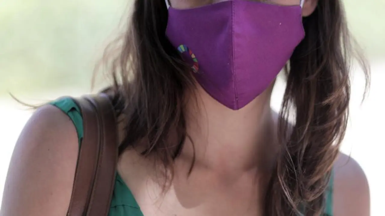 La ministra de Igualdad, Irene Montero, a su llegada a la exposici&oacute;n 'Emilia Pardo Baz&aacute;n. El reto de la modernidad', en la Biblioteca Nacional de Espa&ntilde;a, a 8 de julio de 2021, en Madrid (Espa&ntilde;a). La exposici&oacute;n recorre la vida y obra de la figura de Emilia