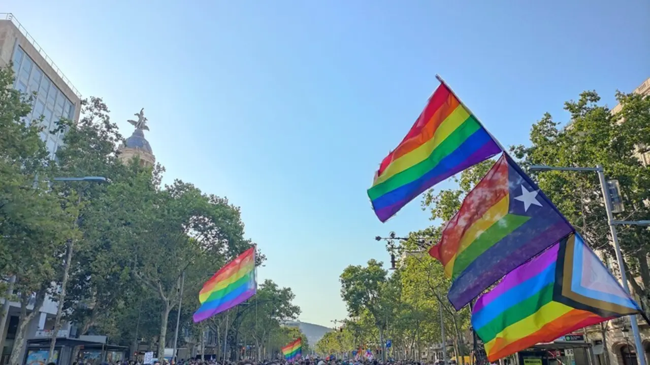 Unas 4.000 personas han participado este jueves en la manifestaci&oacute;n unitaria contra la LTGBIfobia en Barcelona