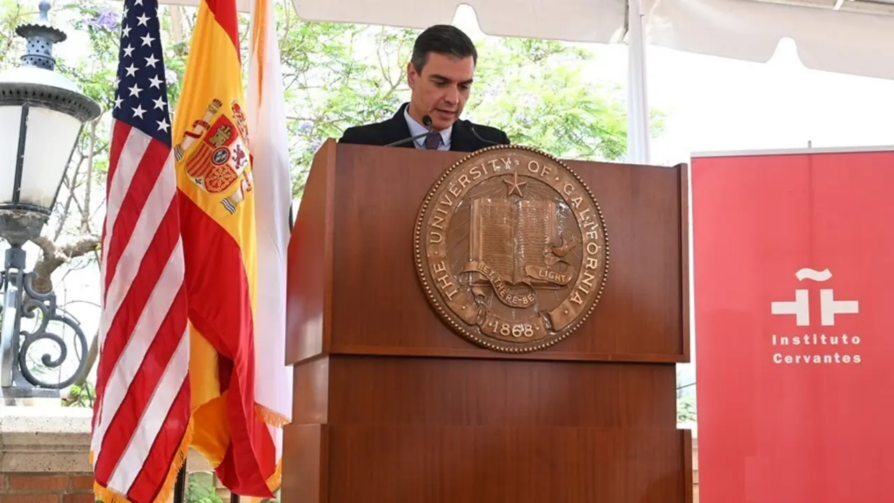 El presidente del Gobierno, Pedro S&aacute;nchez, en la UCLA