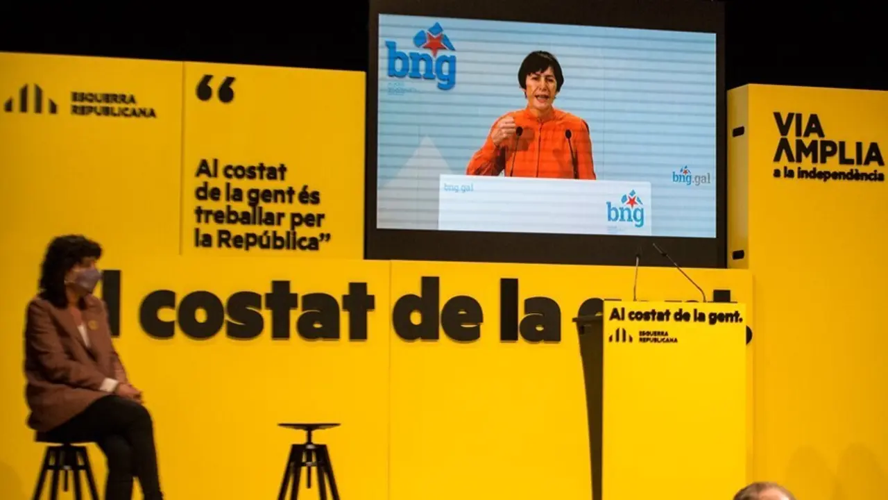 Archivo - La portavoz nacional del BNG, Ana Pont&oacute;n interviene por videoconferencia durante un acto central de campa&ntilde;a electoral en Girona, Catalu&ntilde;a (Espa&ntilde;a), a 7 de febrero de 2021.