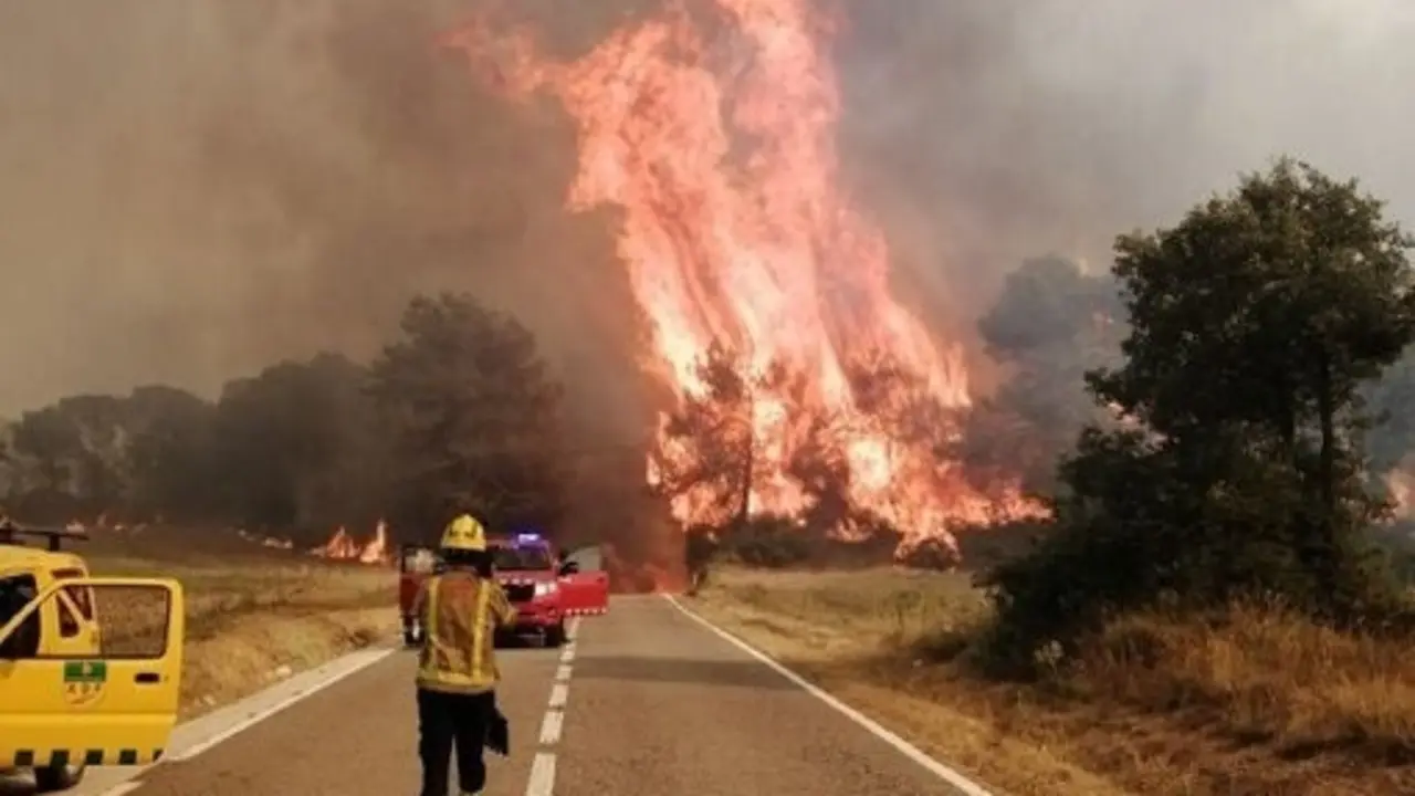Incendio en Santa Coloma de Queralt (Tarragona)