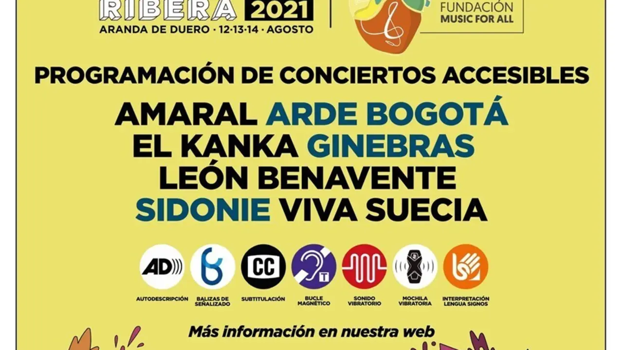Cartel informativo del Sonorama Ribera 2021 que ser&aacute; accesible para personas con diferentes capacidades