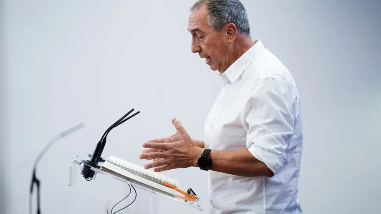 El diputado de Comprom&iacute;s en el Congreso, Joan Baldov&iacute;, ofrece una rueda de prensa en el Congreso de los Diputados, a 27 de julio de 2021, en Madrid, (Espa&ntilde;a).