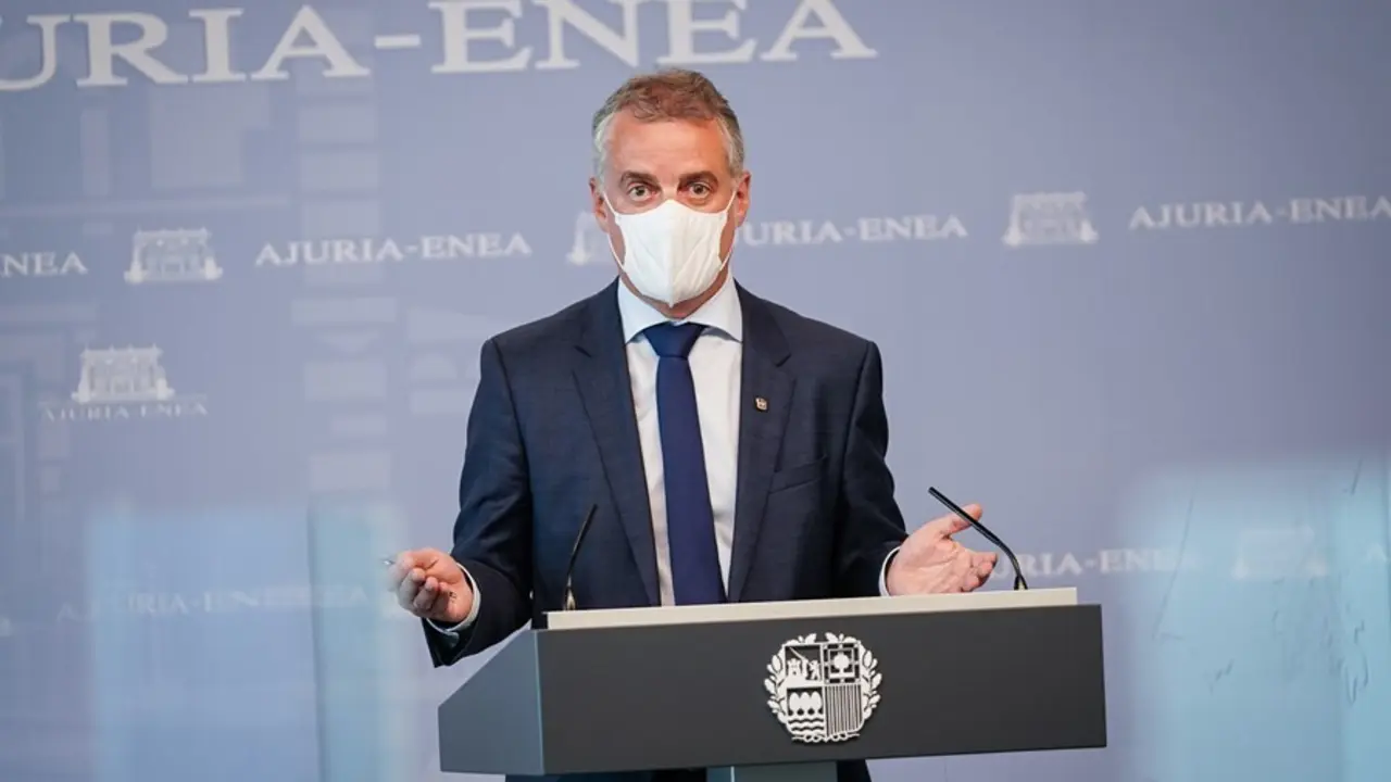 El Lehendakari, I&ntilde;igo Urkullu, durante una rueda de prensa posterior a la reuni&oacute;n del Consejo asesor del LABI, a 22 de julio de 2021, en Vitoria, &Aacute;lava, Euskadi (Espa&ntilde;a).