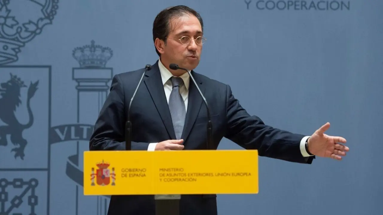 El ministro de Asuntos Exteriores, Uni&oacute;n Europea y Cooperaci&oacute;n, Jos&eacute; Manuel Albares, durante el acto por el que el nuevo subsecretario del Ministerio ha tomado posesi&oacute;n del cargo, a 29 de julio de 2021, en Madrid (Espa&ntilde;a). Con este acto contin&uacute;a el proces